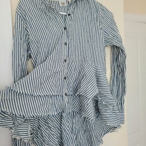 Striped Blue and White Shirt Blouse